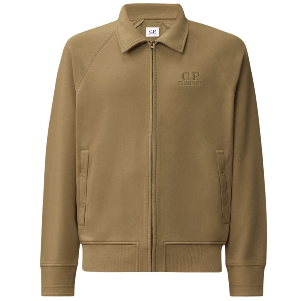 C.P Company Diagonal Raised Fleece Polo Zip Sweatshirt Ermine