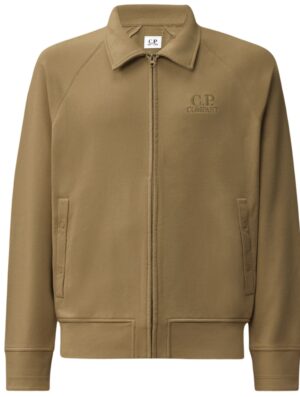 C.P Company Diagonal Raised Fleece Polo Zip Sweatshirt Ermine