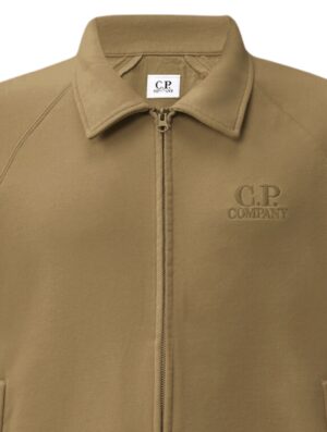 C.P Company Diagonal Raised Fleece Polo Zip Sweatshirt Ermine