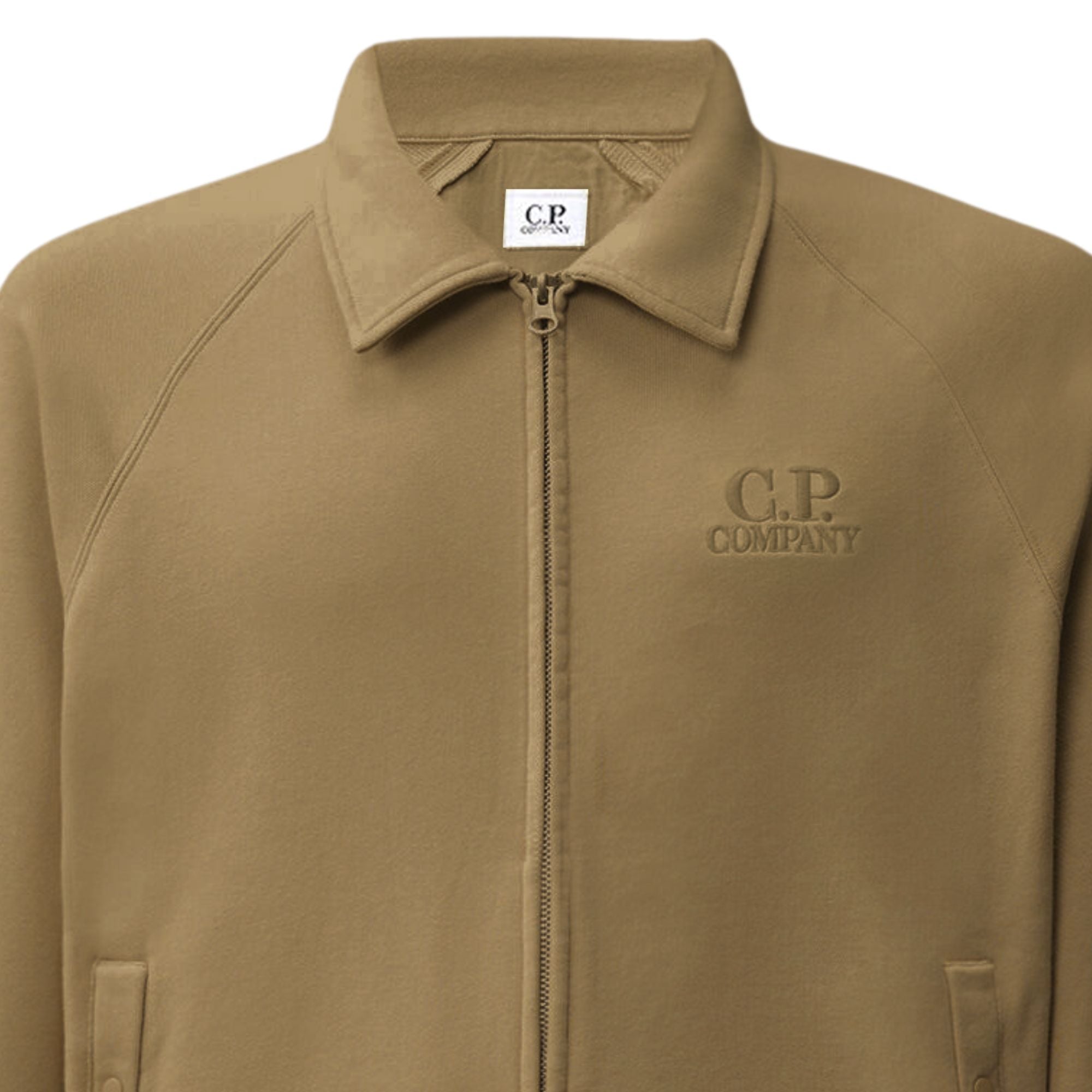 C.P Company Diagonal Raised Fleece Polo Zip Sweatshirt Ermine