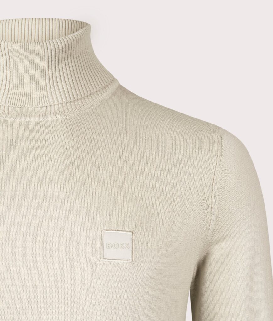 BOSS Regular Fit Akiro Rollneck Jumper Light Beige