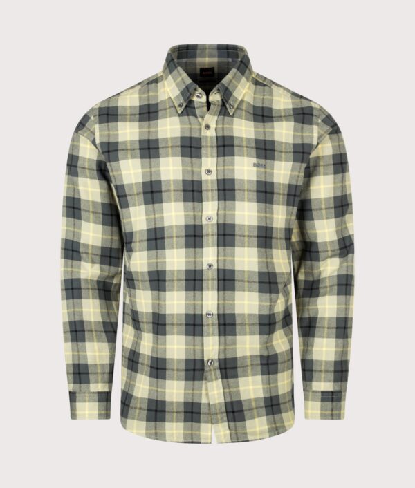 BOSS Regular Fit Rickert M Plaid Shirt Open Green