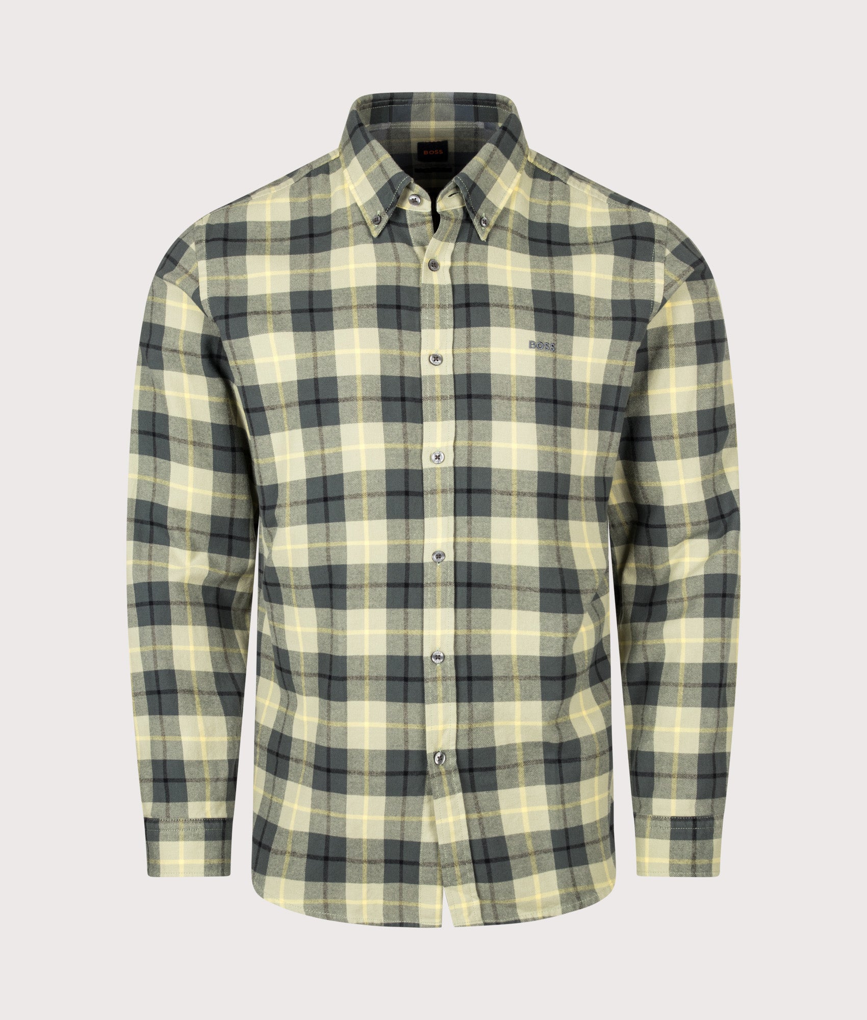 BOSS Regular Fit Rickert M Plaid Shirt Open Green