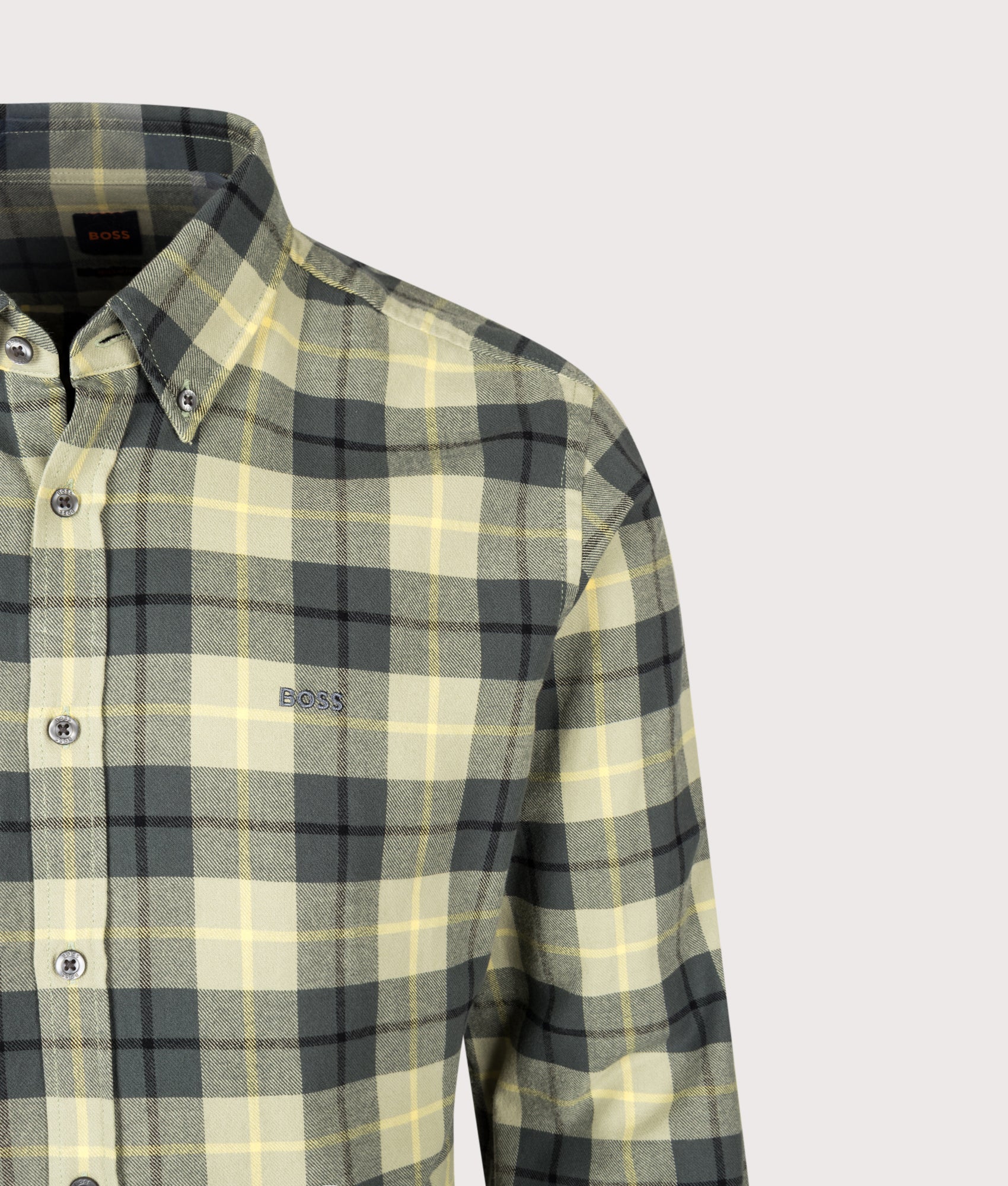 BOSS Regular Fit Rickert M Plaid Shirt Open Green