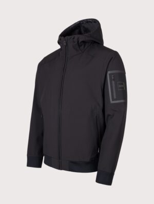 BOSS Regular Fit OW Travel Hooded Jacket Black