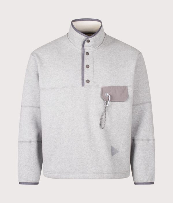 and wander Relaxed Fit Button Placket Overhead Sweatshirt 021 Light Gray