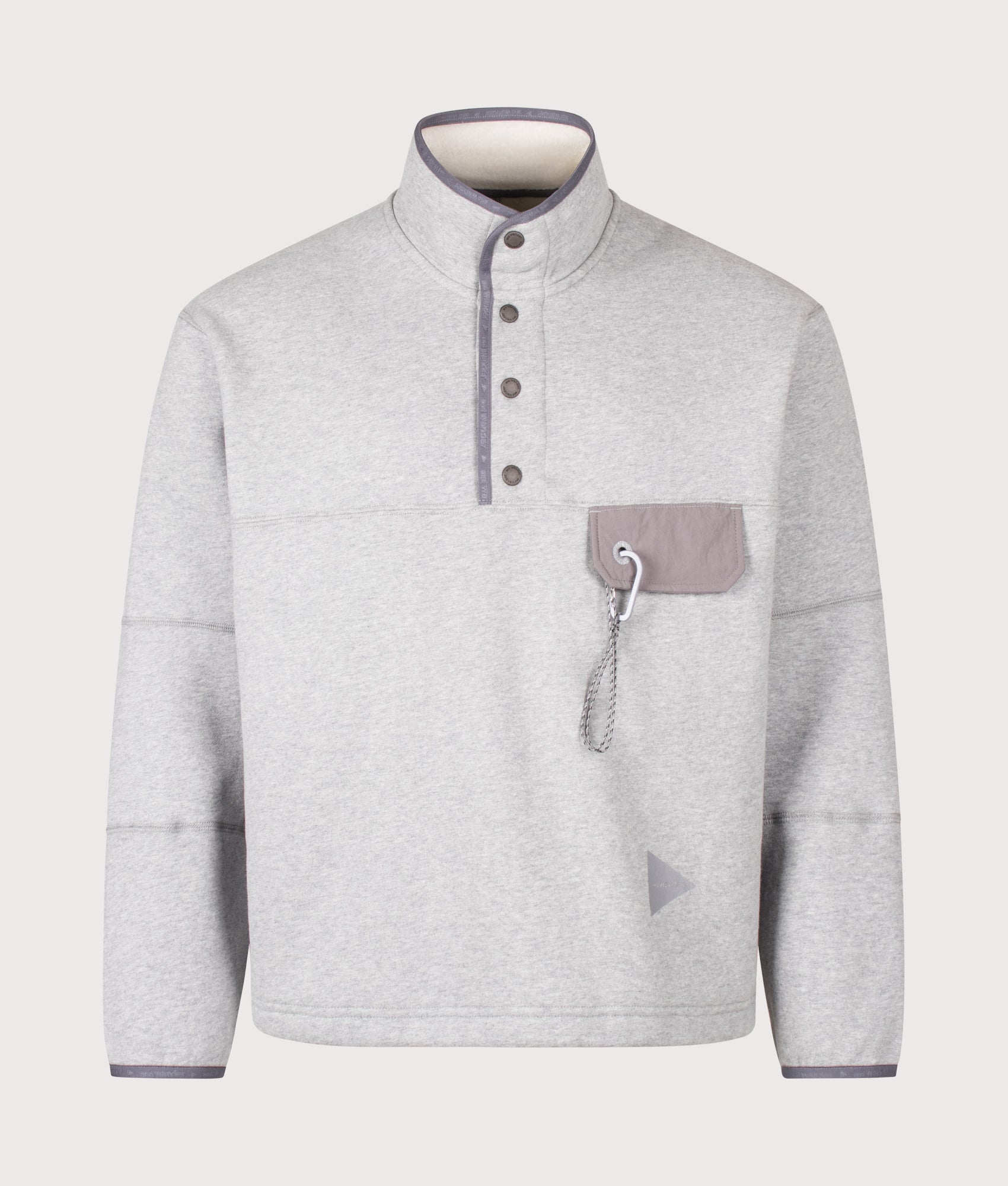 and wander Relaxed Fit Button Placket Overhead Sweatshirt 021 Light Gray