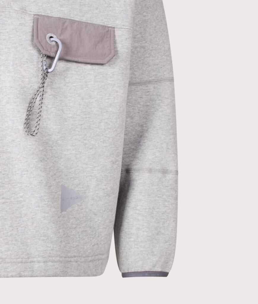 and wander Relaxed Fit Button Placket Overhead Sweatshirt 021 Light Gray