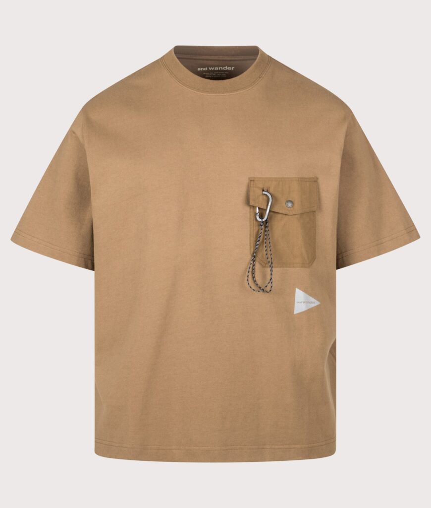 and wander Heavy Cotton Pocket T-Shirt 050 Brown