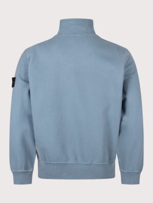 STONE ISLAND Comfort Fit Brushed Organic Fleece Quarter Zip Sweatshirt V002B Steel Blue