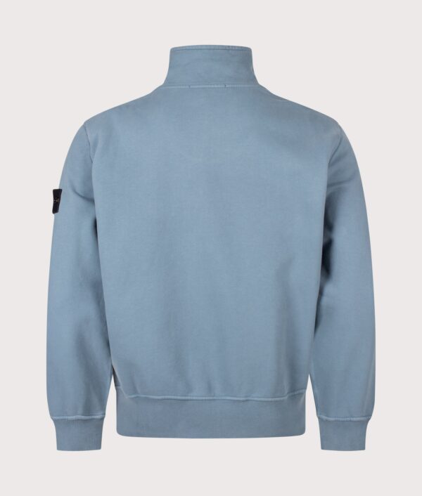 STONE ISLAND Comfort Fit Brushed Organic Fleece Quarter Zip Sweatshirt V002B Steel Blue