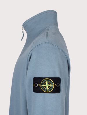 STONE ISLAND Comfort Fit Brushed Organic Fleece Quarter Zip Sweatshirt V002B Steel Blue