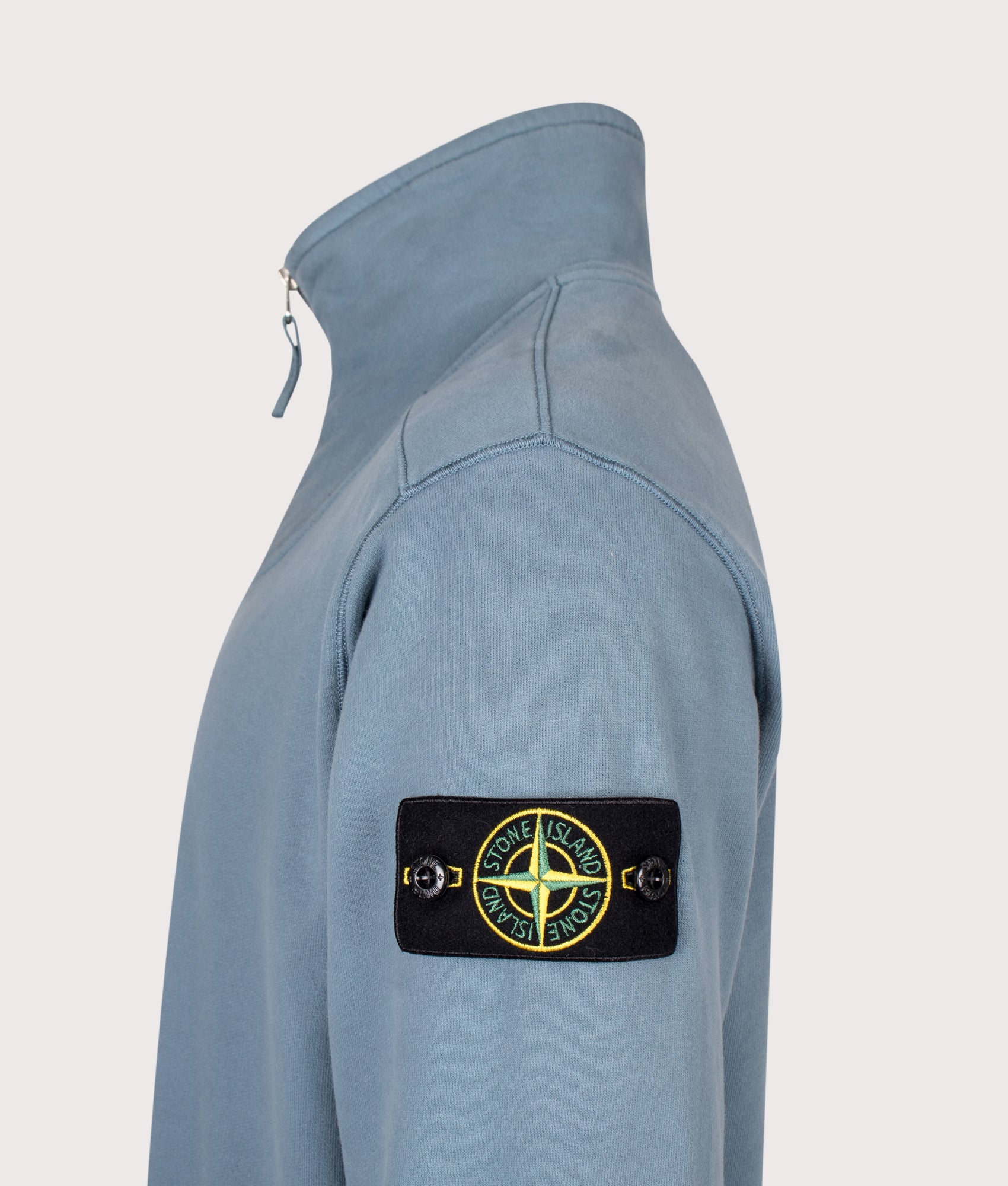 STONE ISLAND Comfort Fit Brushed Organic Fleece Quarter Zip Sweatshirt V002B Steel Blue