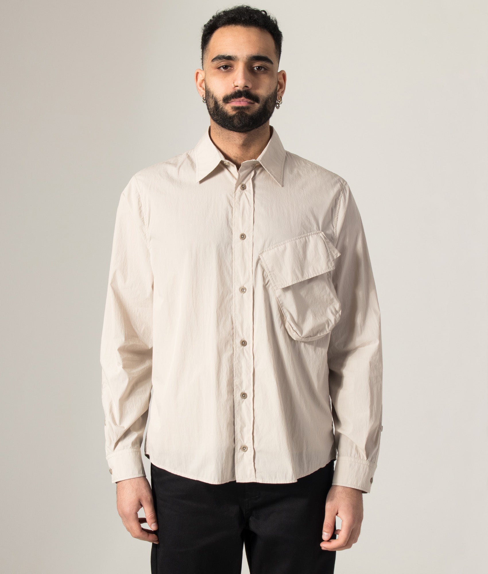 Ten C Piece Dyed Pocket Shirt 307 Grey Sand