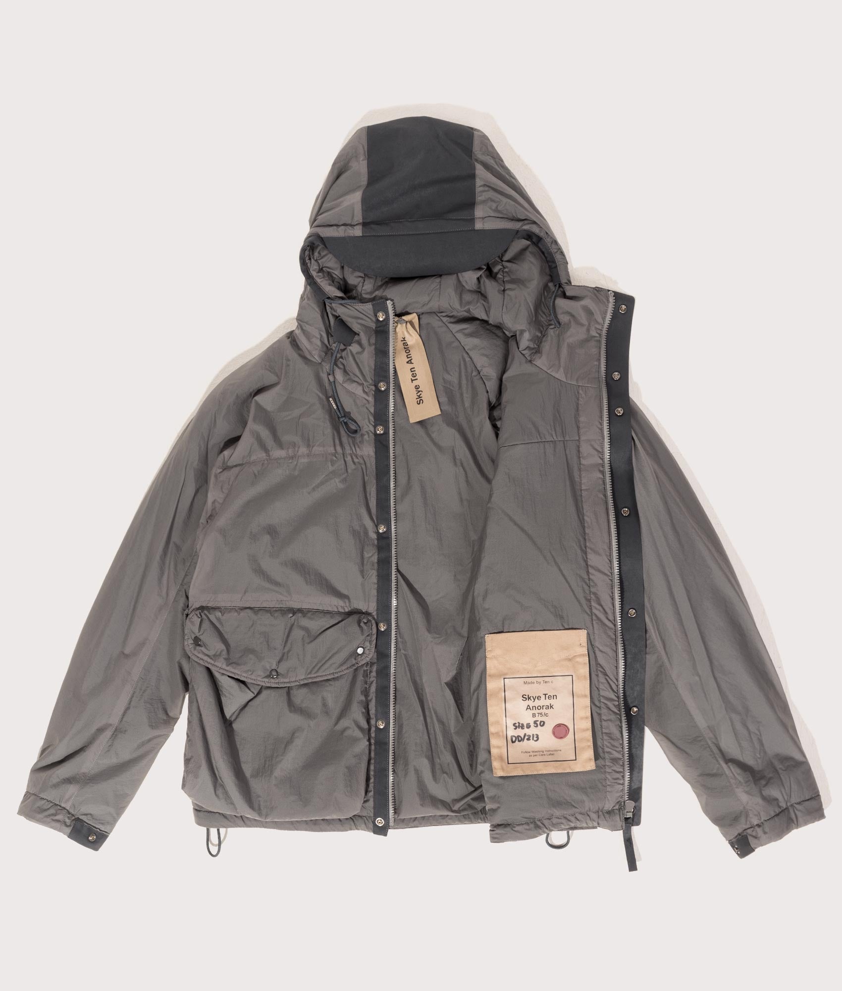 Ten C Lightly Padded Skye Ten Anorak Jacket 952 Iron Grey - Image 2