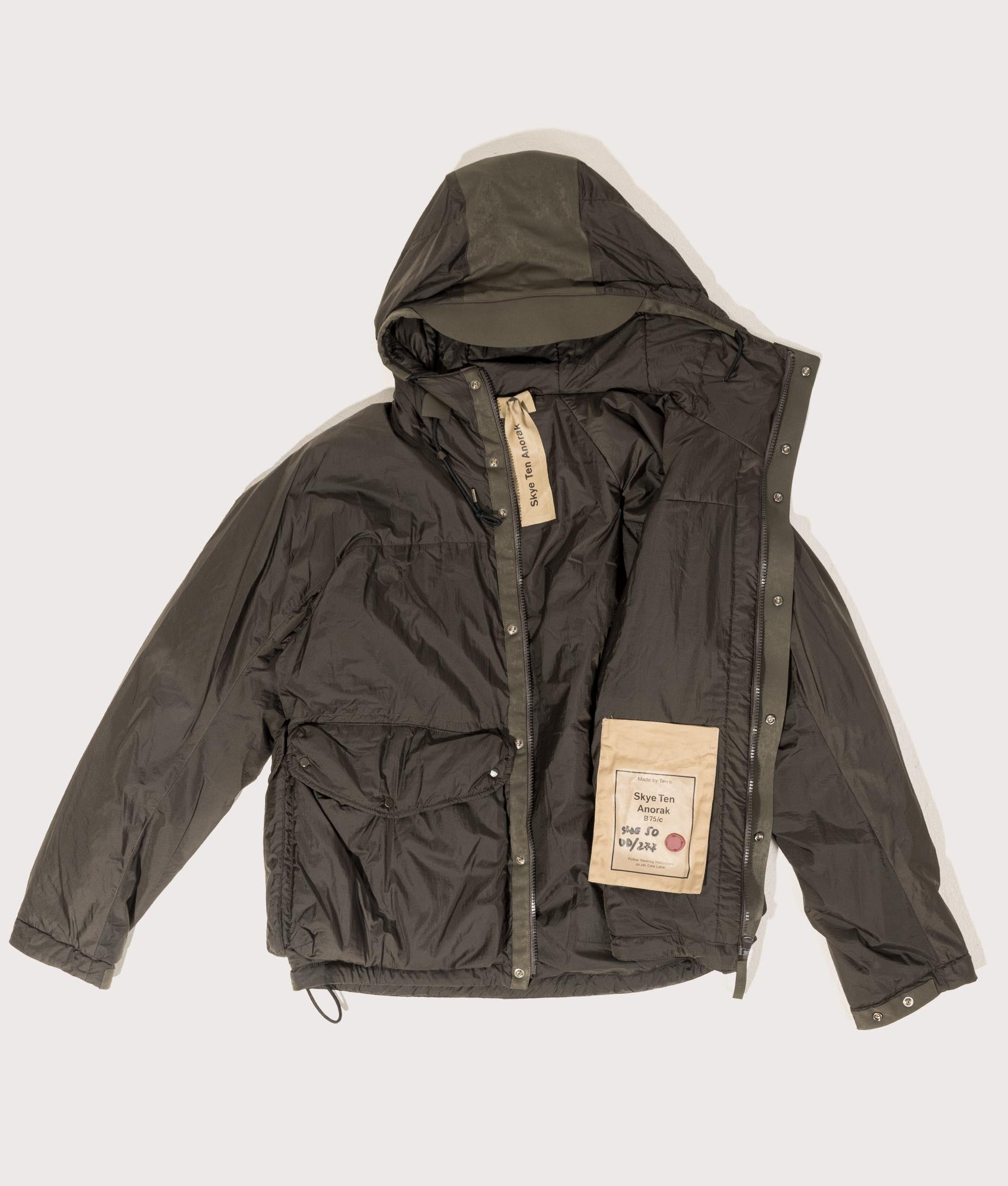 Ten C Lightly Padded Skye Ten Anorak Jacket Green Lizard