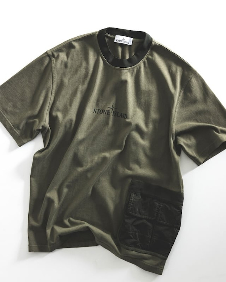 Stone Island x Beams 50th Anniversary Collection cotton nylon tshirt