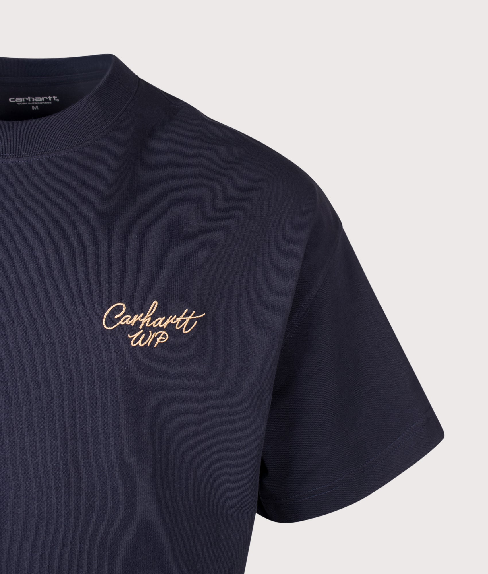 Carhartt WIP Boxy Loose Fit Signature Script T-Shirt 3Z6XX Dark Navy/WIP Dusty H