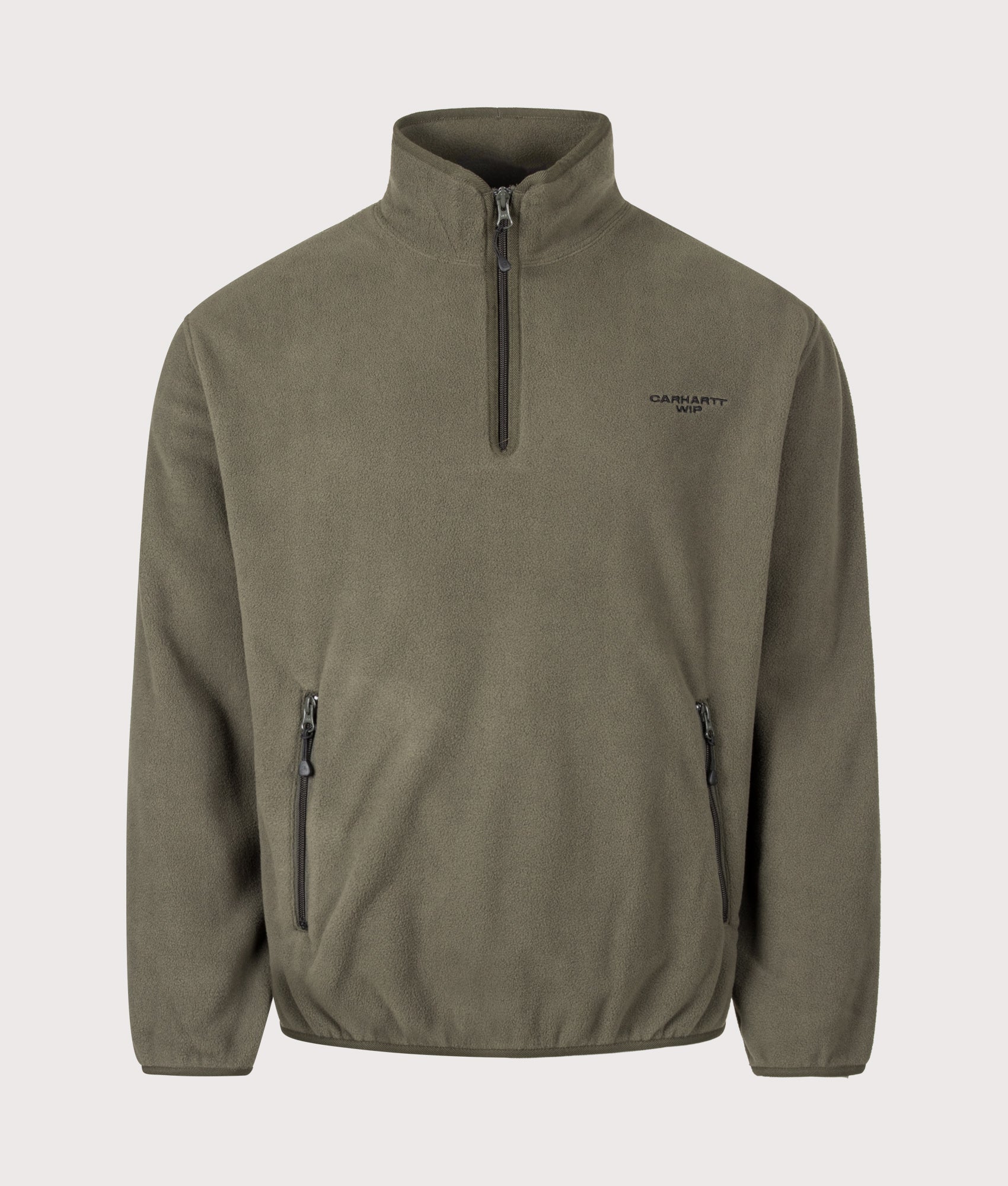 Carhartt WIP Balloon Fit Edmore Quarter Zip Fleece Sweatshirt 00PXX Cypress/Black