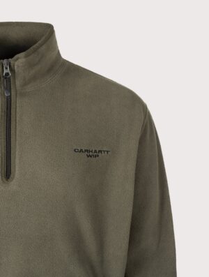 Carhartt WIP Balloon Fit Edmore Quarter Zip Fleece Sweatshirt 00PXX Cypress/Black