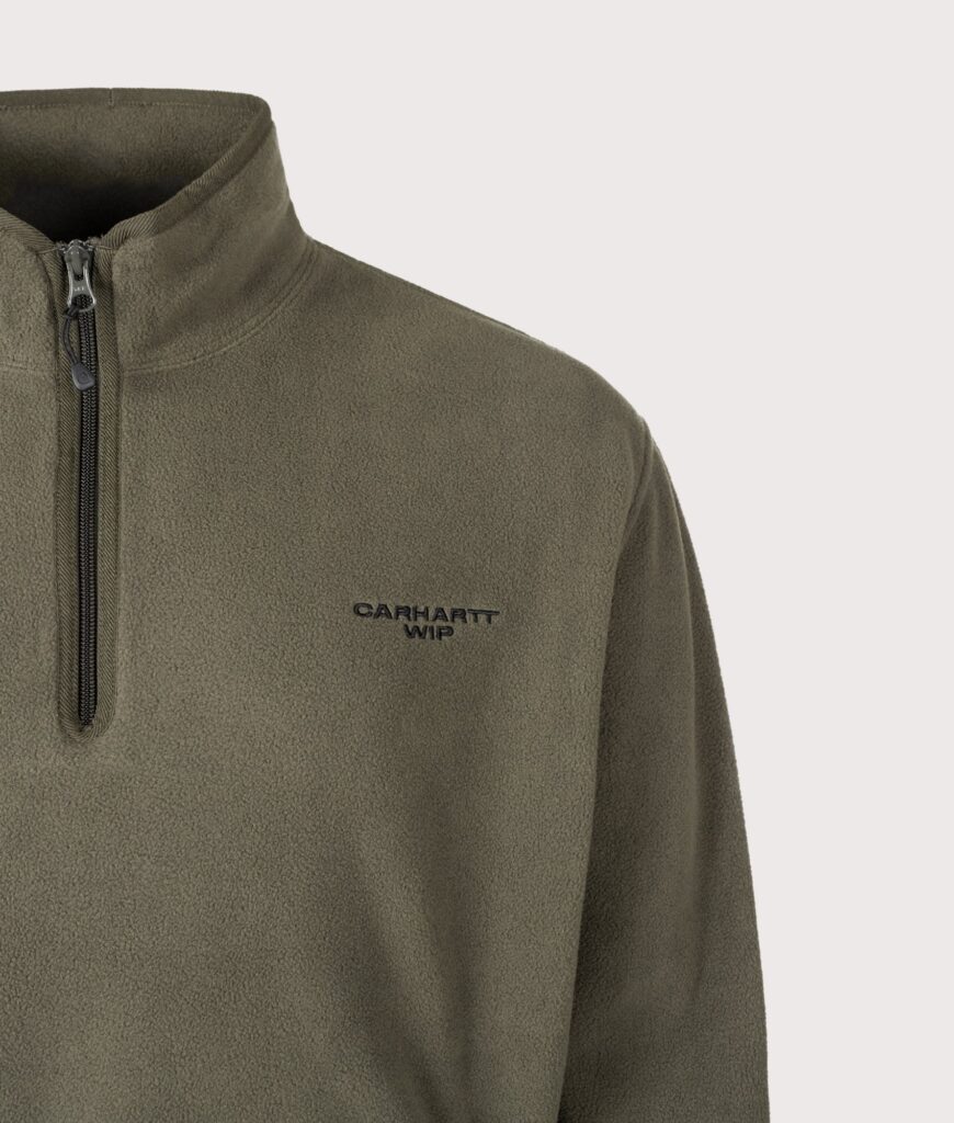 Carhartt WIP Balloon Fit Edmore Quarter Zip Fleece Sweatshirt 00PXX Cypress/Black