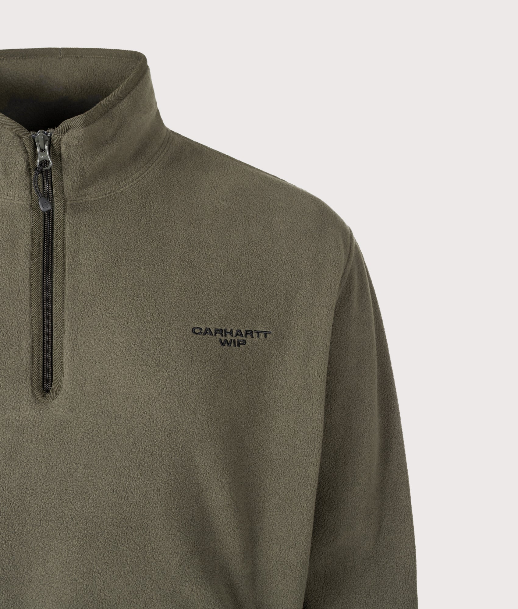 Carhartt WIP Balloon Fit Edmore Quarter Zip Fleece Sweatshirt 00PXX Cypress/Black