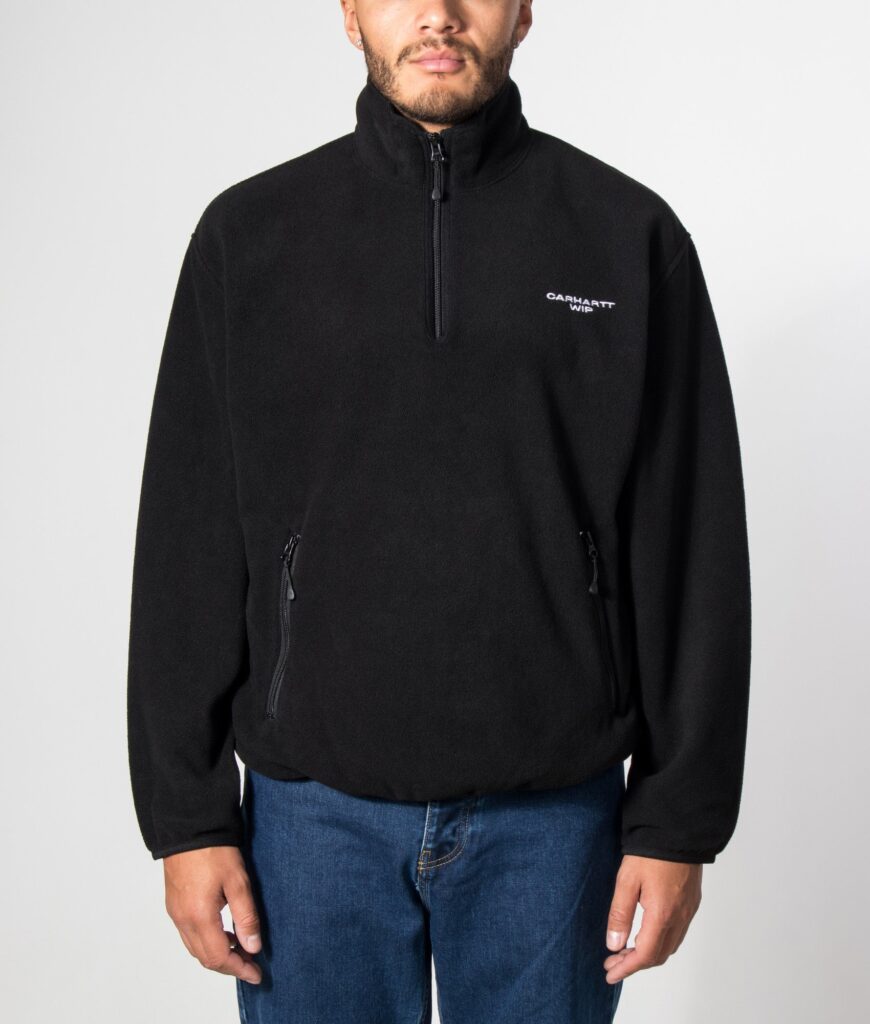 Carhartt WIP Balloon Fit Edmore Quarter Zip Fleece Sweatshirt 0D2XX Black/White