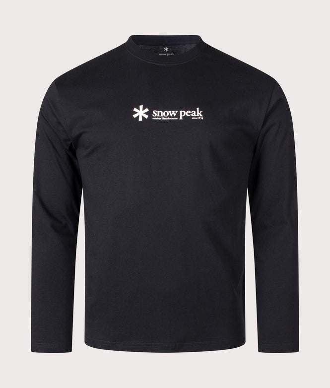 Snow Peak Regular Fit Soft Cotton Logo Long Sleeve T-Shirt 019 Black