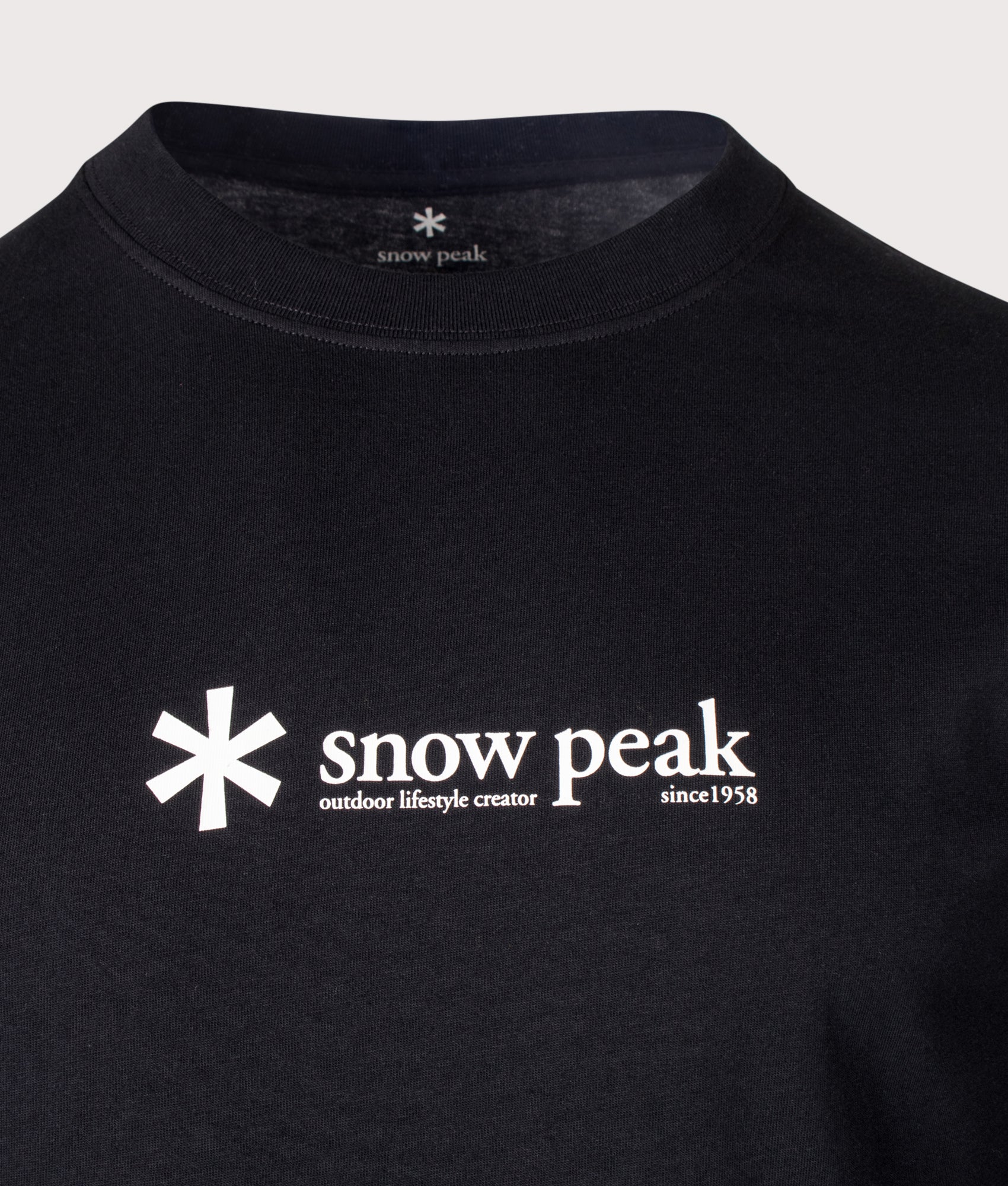 Snow Peak Regular Fit Soft Cotton Logo Long Sleeve T-Shirt 019 Black