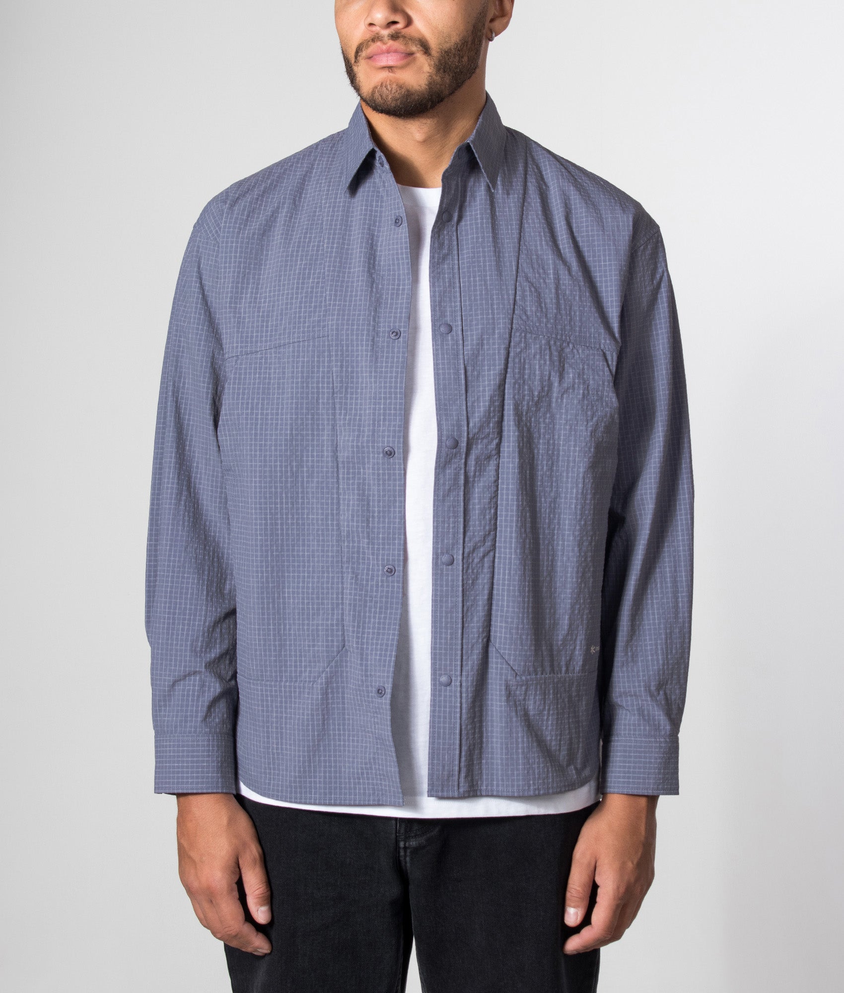 Snow Peak Relaxed Fit KASURI Ripstop Shirt 071 Light Blue