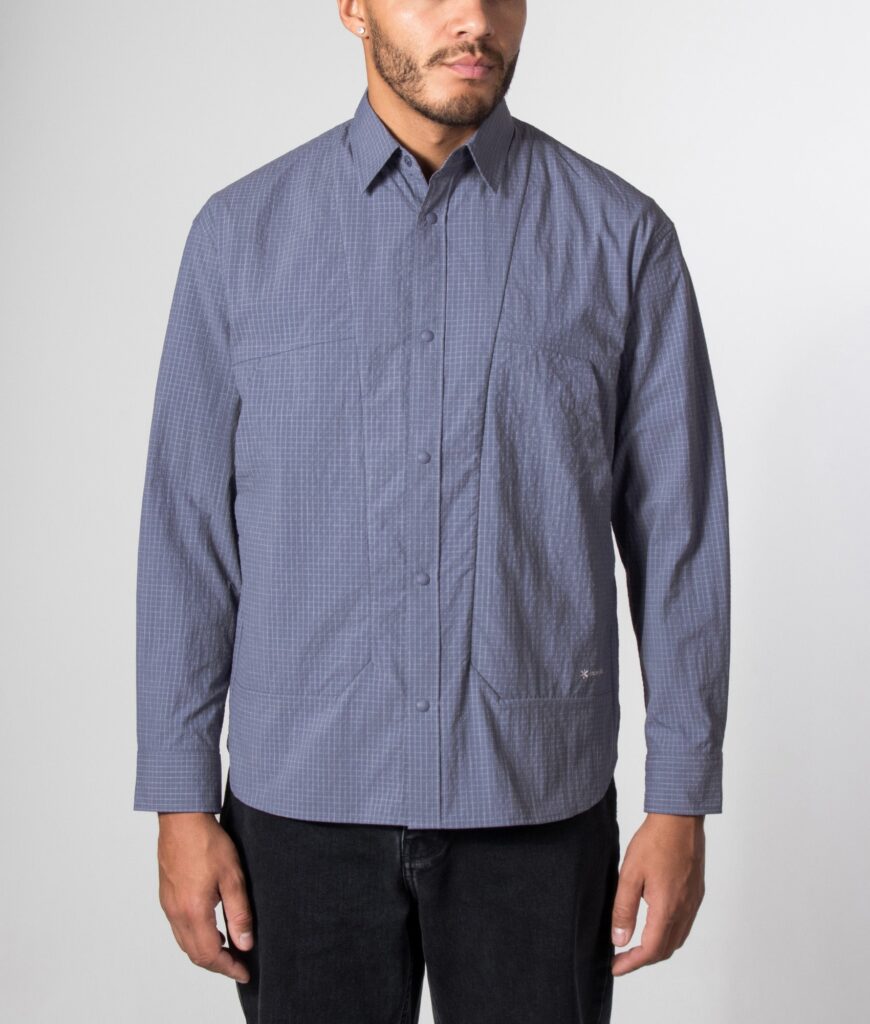 Snow Peak Relaxed Fit KASURI Ripstop Shirt 071 Light Blue