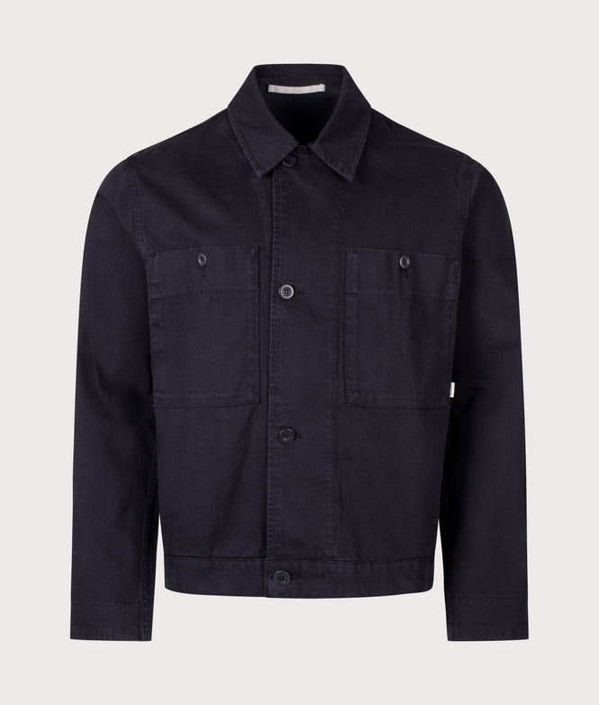 Norse Projects Relaxed Fit Arresskov Broken Twill Overshirt 7004 Dark Navy