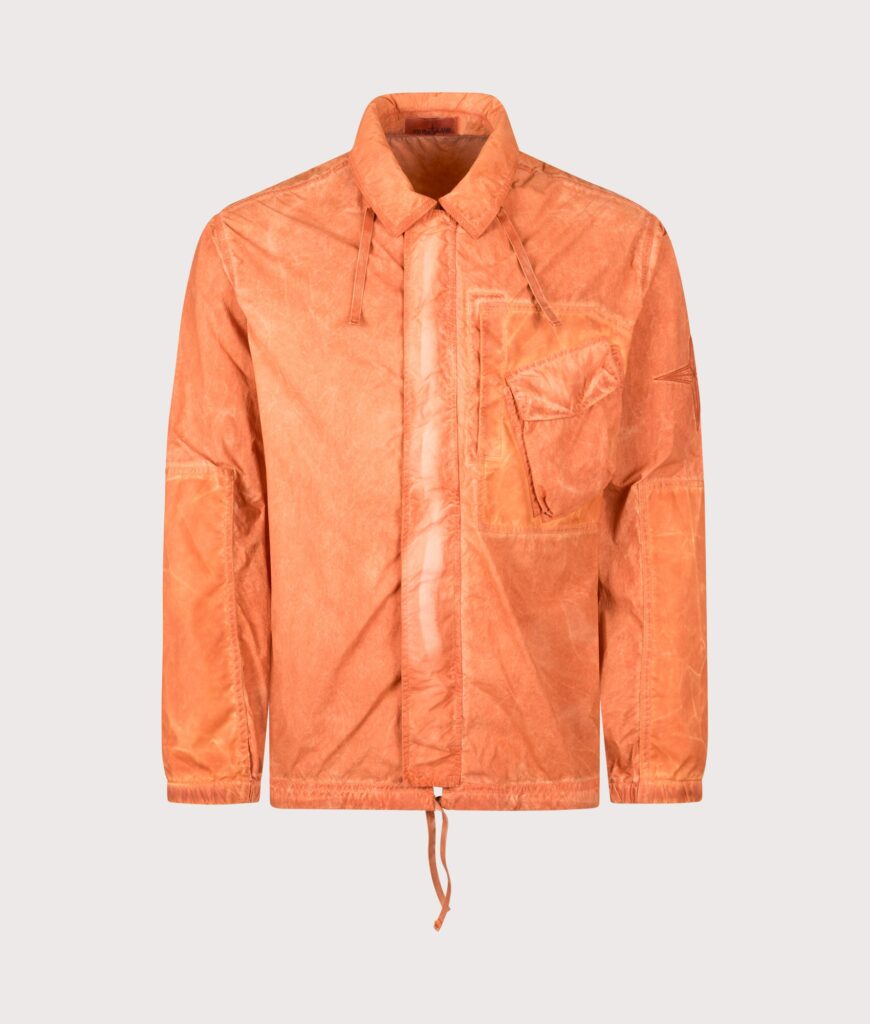 STONE ISLAND Uneven Pigment Dyed Nylon Smerigliato + Nylon Canvas Overshirt Burnt Orange