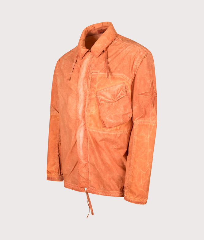 STONE ISLAND Uneven Pigment Dyed Nylon Smerigliato + Nylon Canvas Overshirt Burnt Orange