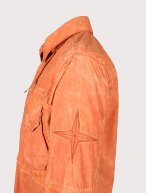 STONE ISLAND Uneven Pigment Dyed Nylon Smerigliato + Nylon Canvas Overshirt Burnt Orange