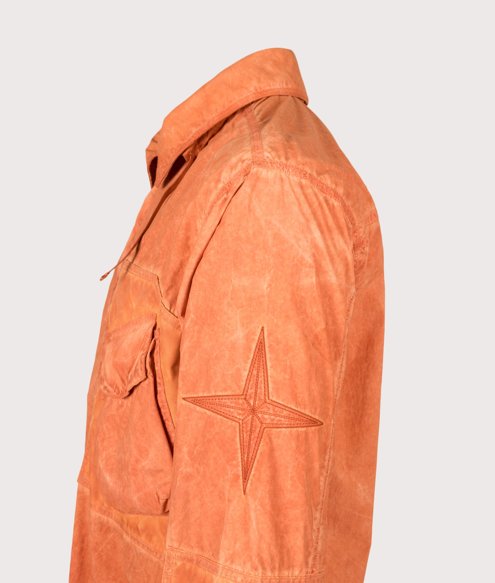 STONE ISLAND Uneven Pigment Dyed Nylon Smerigliato + Nylon Canvas Overshirt Burnt Orange