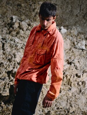 STONE ISLAND Uneven Pigment Dyed Nylon Smerigliato + Nylon Canvas Overshirt Burnt Orange