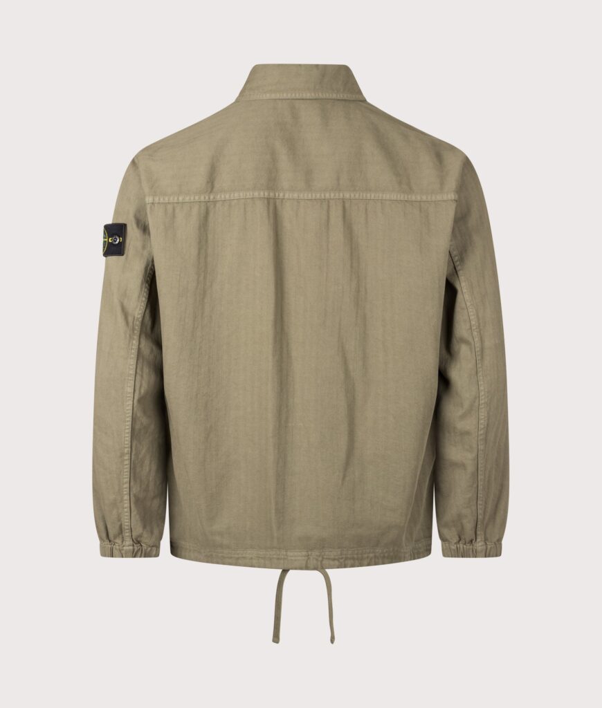 STONE ISLAND Cotton Herringbone Overshirt V005G Military Green