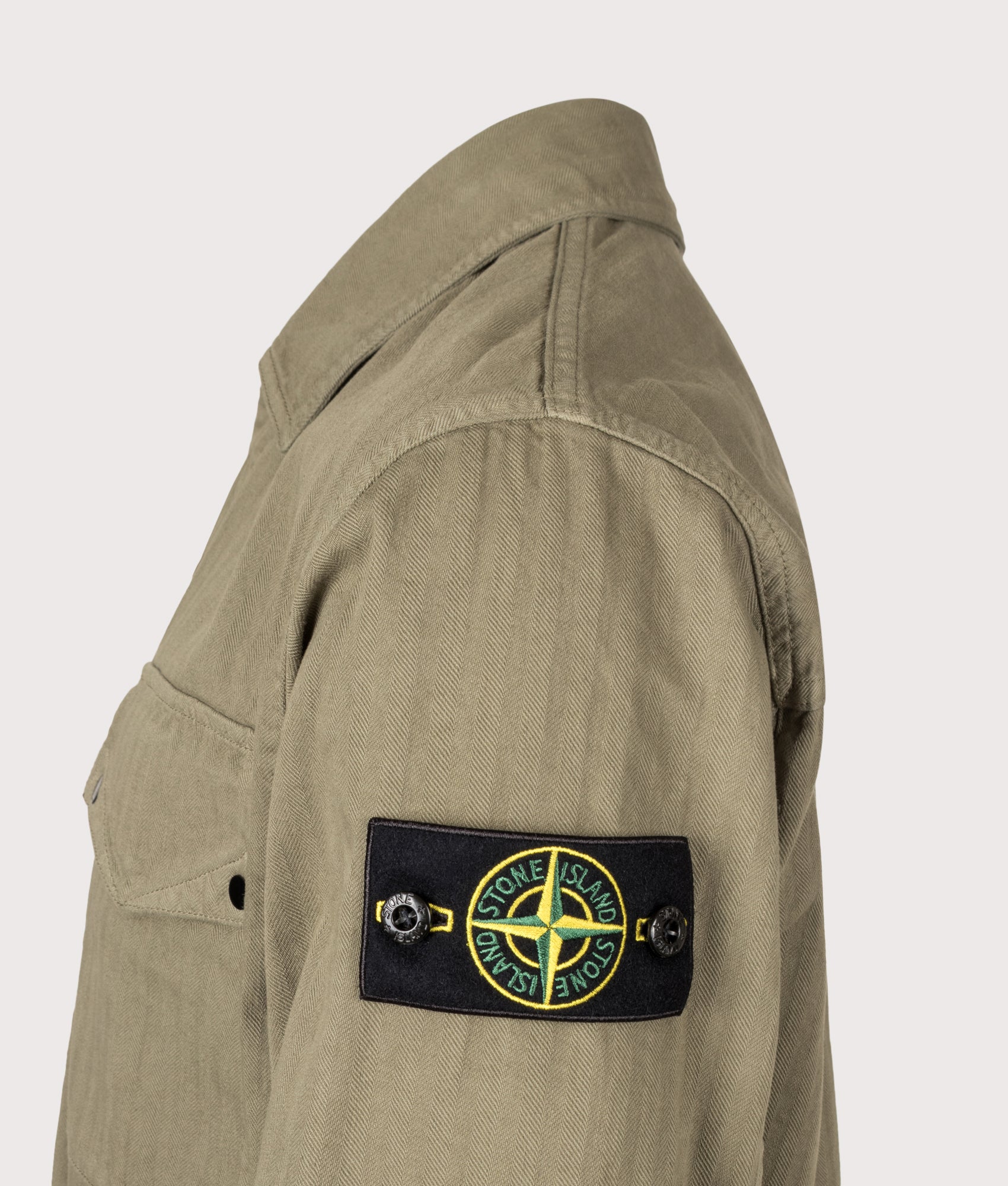 STONE ISLAND Cotton Herringbone Overshirt V005G Military Green