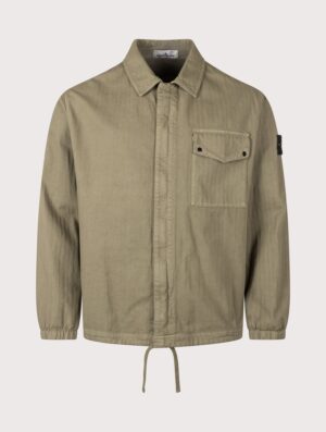 STONE ISLAND Cotton Herringbone Overshirt V005G Military Green