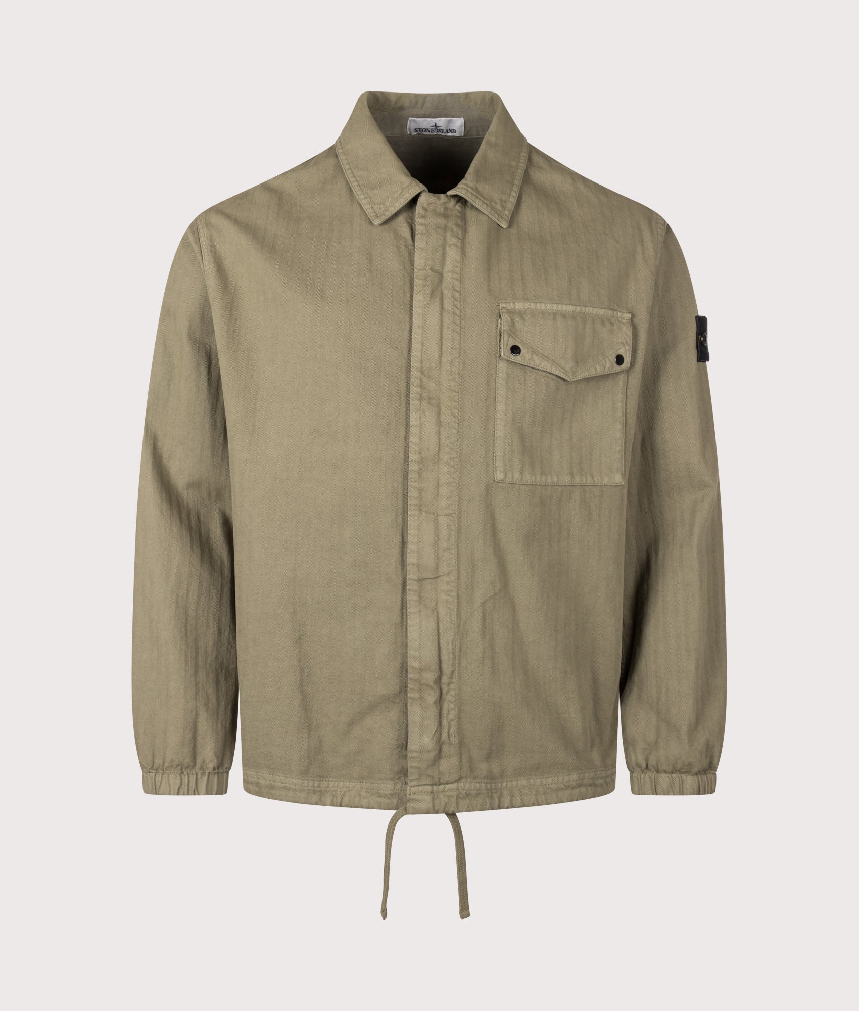 STONE ISLAND Cotton Herringbone Overshirt V005G Military Green