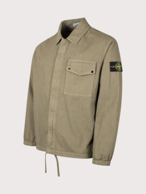 STONE ISLAND Cotton Herringbone Overshirt V005G Military Green