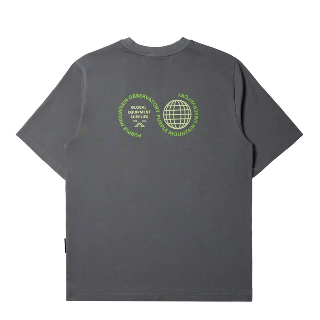 Purple Mountain Observatory Globe S/S Tee Storm Grey / Green Logo