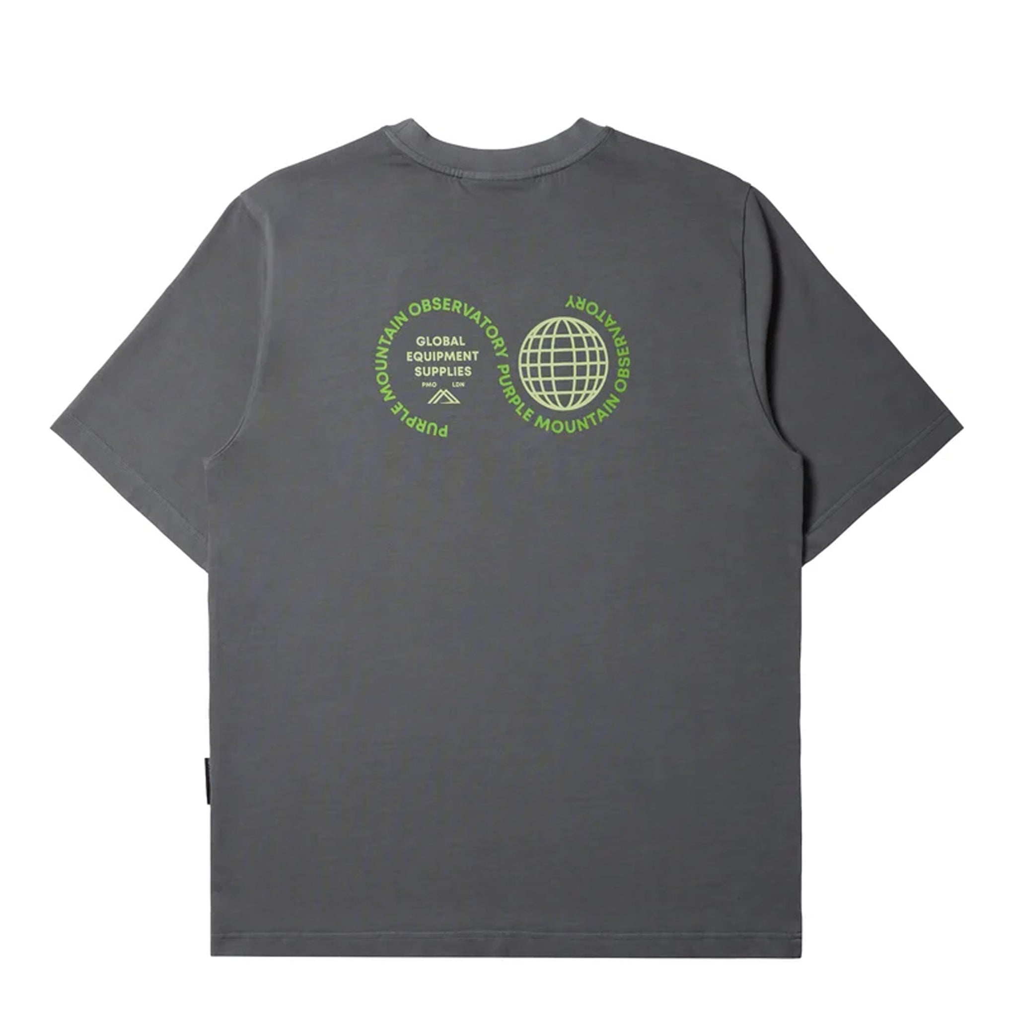 Purple Mountain Observatory Globe S/S Tee Storm Grey / Green Logo