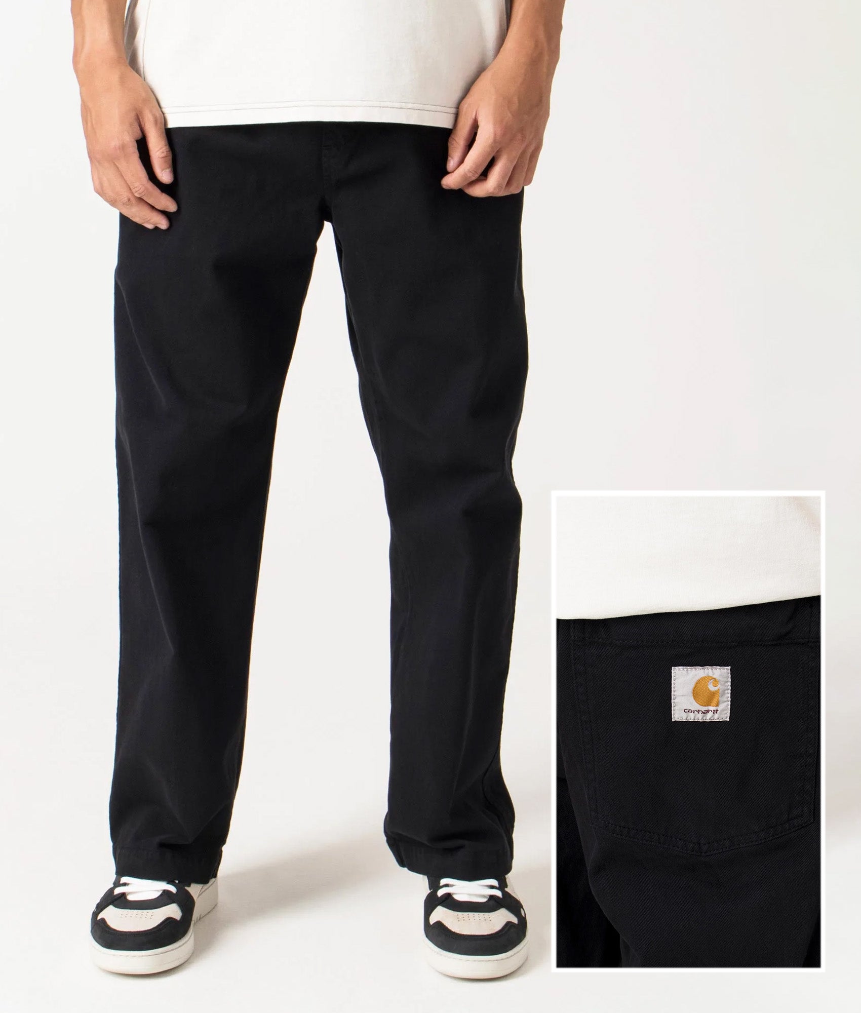 Carhartt WIP Relaxed Fit Floyde Pants 89GD Black - Image 1