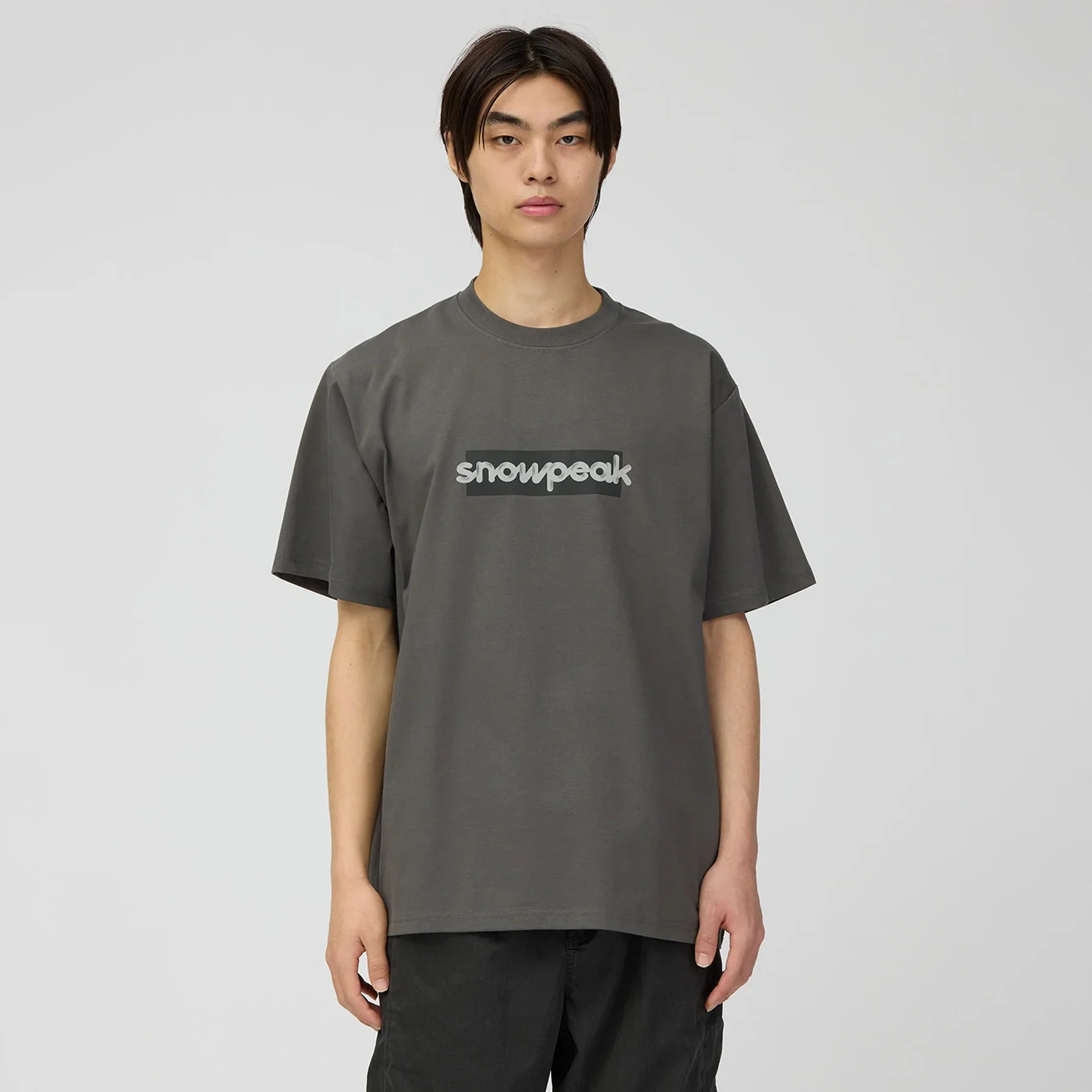 Snow Peak Reflective Typography T-Shirt Charcoal