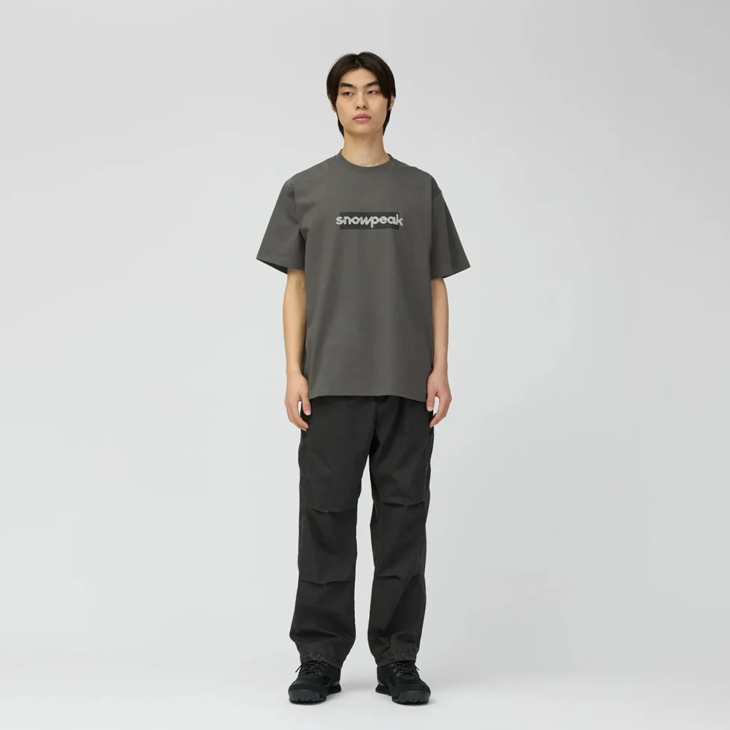 Snow Peak Reflective Typography T-Shirt Charcoal