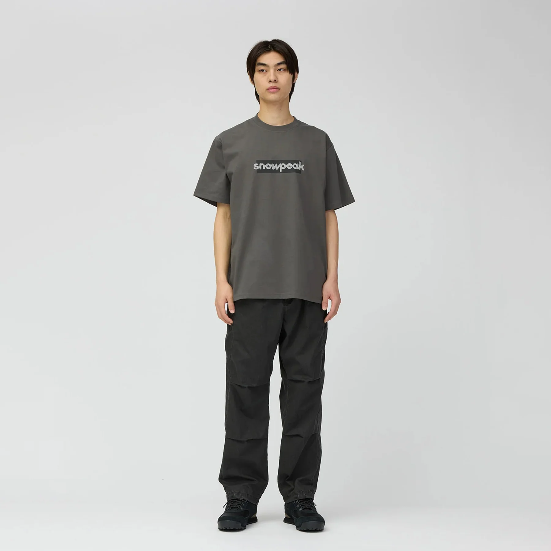Snow Peak Reflective Typography T-Shirt Charcoal